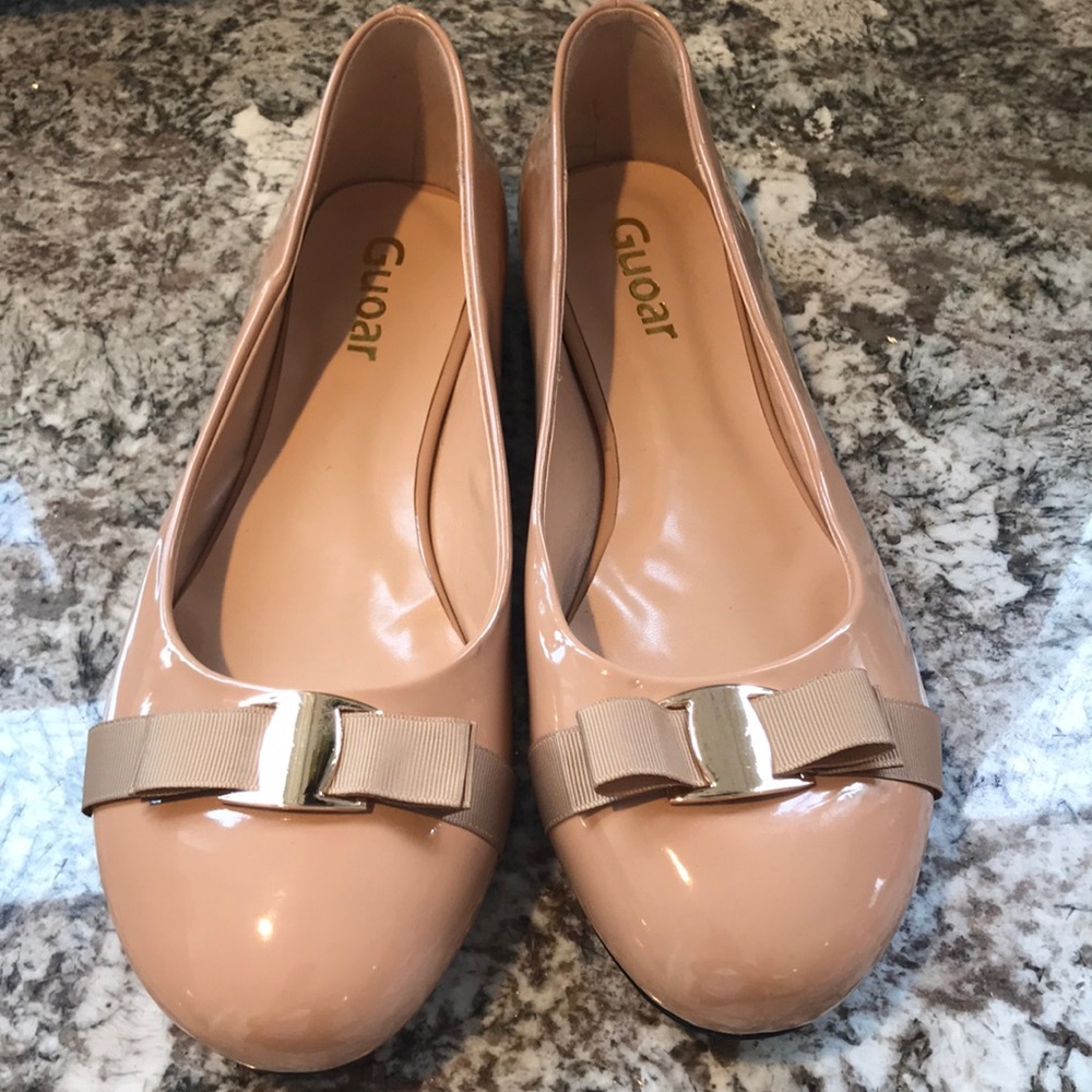 Guoar nude patent leather flats 12